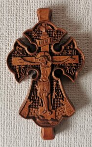 Православний хрест параманій з різьбленої груші # 213