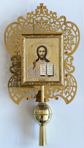 Ікона запрестольна латунна Із декором камінням