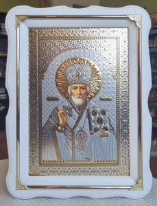 Святитель Миколай Чудотворець ікона під срібло 37х27см
