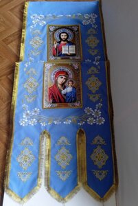 Великі Хоругви для церкви габардинові, блакитний колір (пара)