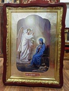 Православна ікона Благовіщення Богородиці (фон срібло)