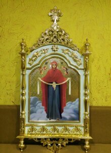 Настінний Кіот різьбленій з іконою "Покрова" Пр. Богородиці