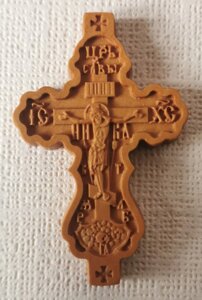 Церковний хрест параманій з різьбленої груші # 2181