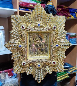 Ікона спускна Божої Матері (дерево, позолота, каміння) 64 * 54cm