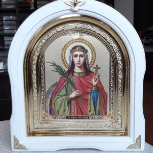 Ікона Катерина мучениця в білому АРКОВ кіоті розмір кіота 28 х 25см