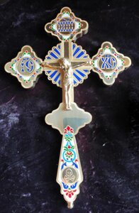 Хрест в руку з емаллю требний великий