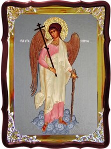 Ікона Ангела Хоронителя з фоном під срібло 80х60см