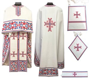 Облачення священника з оксамиту біле з вишивкою (з підризником)