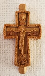 Православний хрест параманій з різьбленої груші # 215
