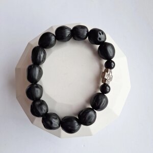 Браслет з мускатного горіха чорний, діаметр 7 см