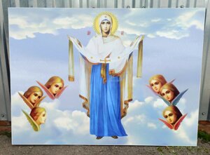 Ікона Божої Матері на композиті "Покрова" на фасаді храму