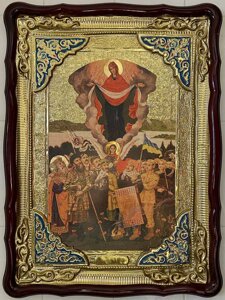 Покровителька українських воїнів. Ікона Пресвятої Богородиці з емаллю 80х60см