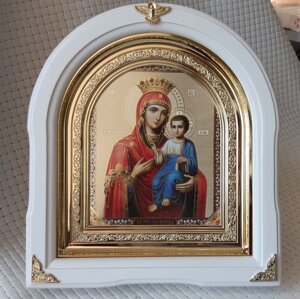 Ікона Пресвята Богородиця Іверская в білому АРКОВ кіоті, розмір 25 х 28см