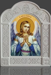 Ікона Ангела охоронця в різьбленому кіоті з ясена