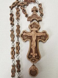 Православний хрест наперсний з дуба різьбленого # 521