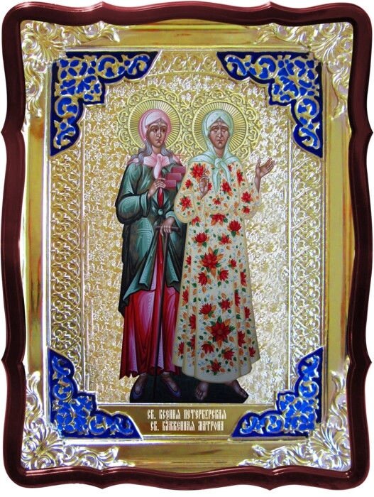 Ікона Свята мучениця Ксенія и Матрона з емаллю - фото