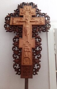 Різьбленій виносний хрест, пряма Перемичка (вільха) 100х60см