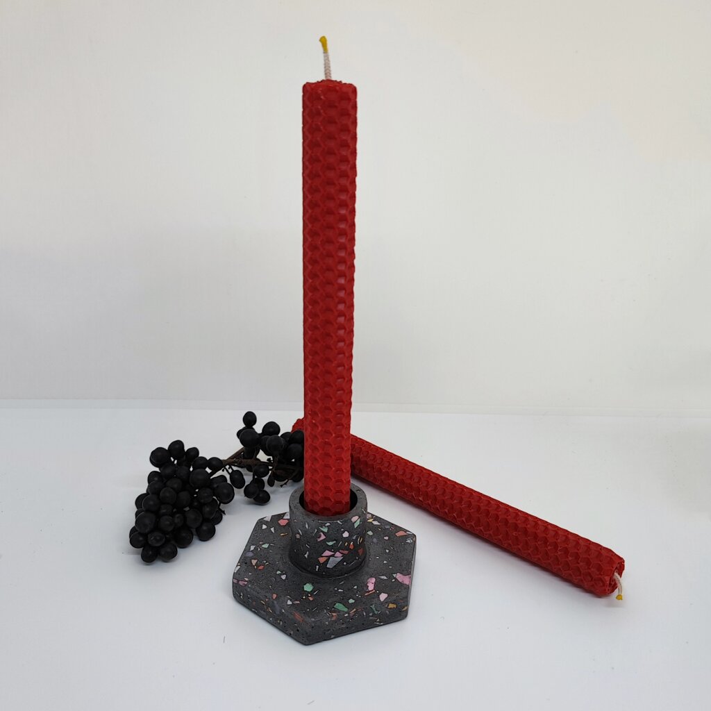 Підсвічник із гіпсу +1 свічка з вощини в комплекті (колір на вибір) від компанії Церковна крамниця "Покрова" - церковне начиння - фото 1
