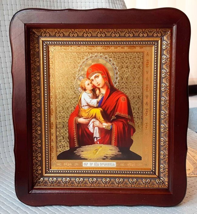 Почаєвська ікона Божої Матері (темний кіот) 26 * 23см від компанії Церковна крамниця "Покрова" - церковне начиння - фото 1