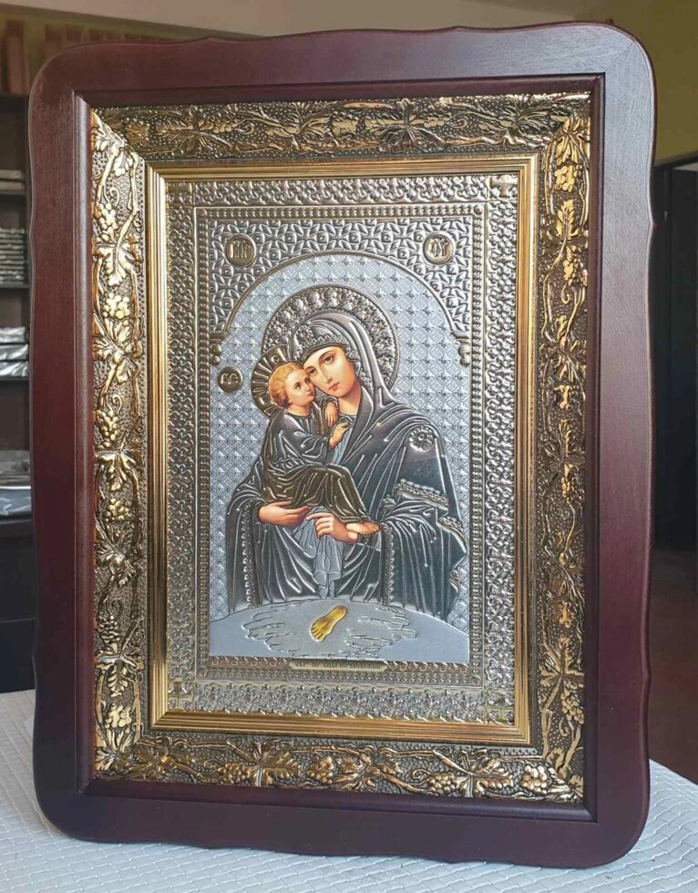 Почаївська ікона Божої Матері під срібло, кіот 32x42см від компанії Церковна крамниця "Покрова" - церковне начиння - фото 1
