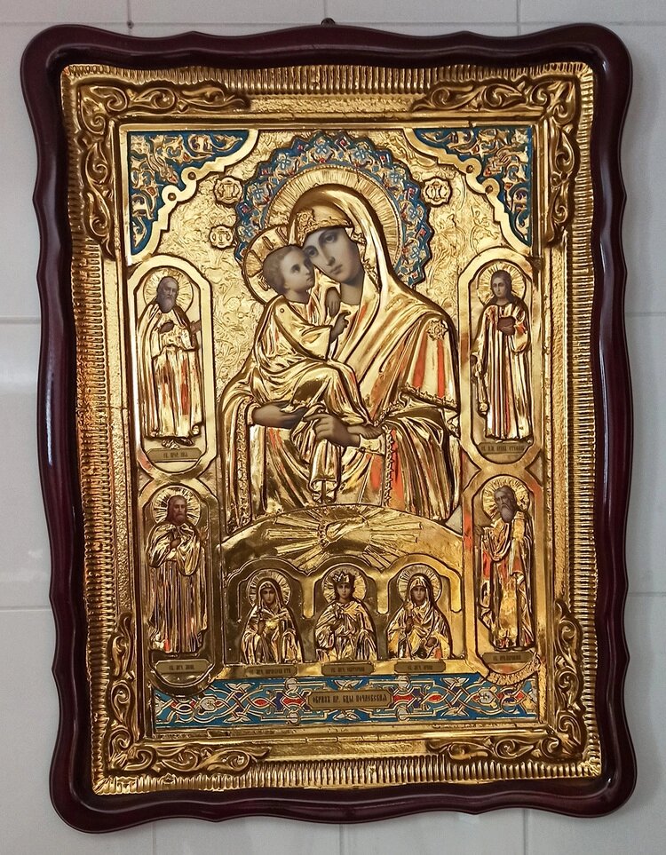 Почаївська ікона Божої Матері з майбутніми (з емаллю) від компанії Церковна крамниця "Покрова" - церковне начиння - фото 1