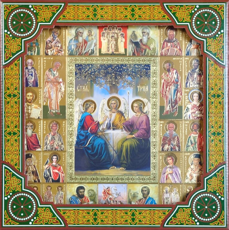 Подарункова ікона Святої Трійці, розмір багетной рамки 26 х 26см від компанії Церковна крамниця "Покрова" - церковне начиння - фото 1