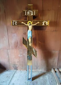 Поклонний хрест з булату 2 метри на перехрестя (бюджетний варіант)