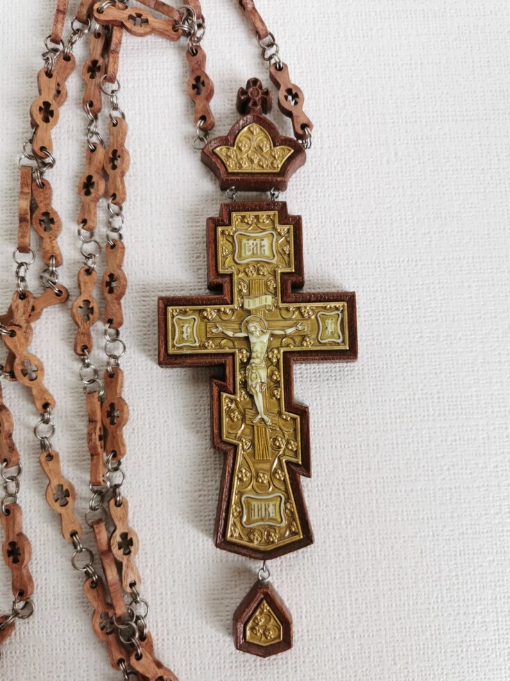 Православний хрест наперсний з дуба, патина # 531 від компанії Церковна крамниця "Покрова" - церковне начиння - фото 1