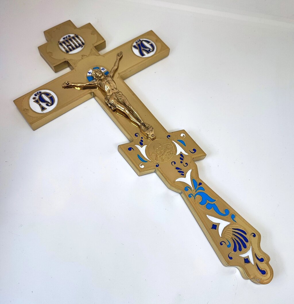 Прямий хрест в руку з латуні 34*17см від компанії Церковна крамниця "Покрова" - церковне начиння - фото 1