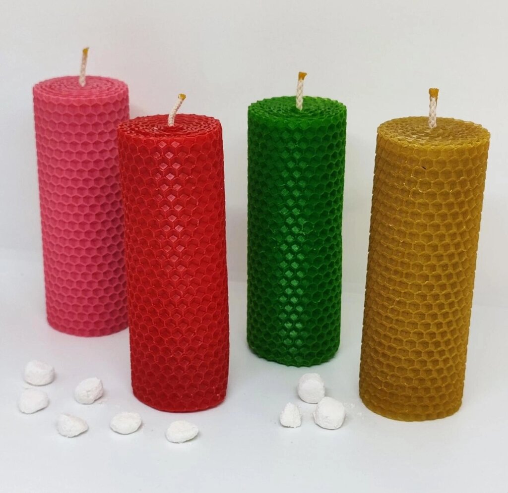 Різнобарвні Свічки з вощини, висота 13 см. від компанії Церковна крамниця "Покрова" - церковне начиння - фото 1