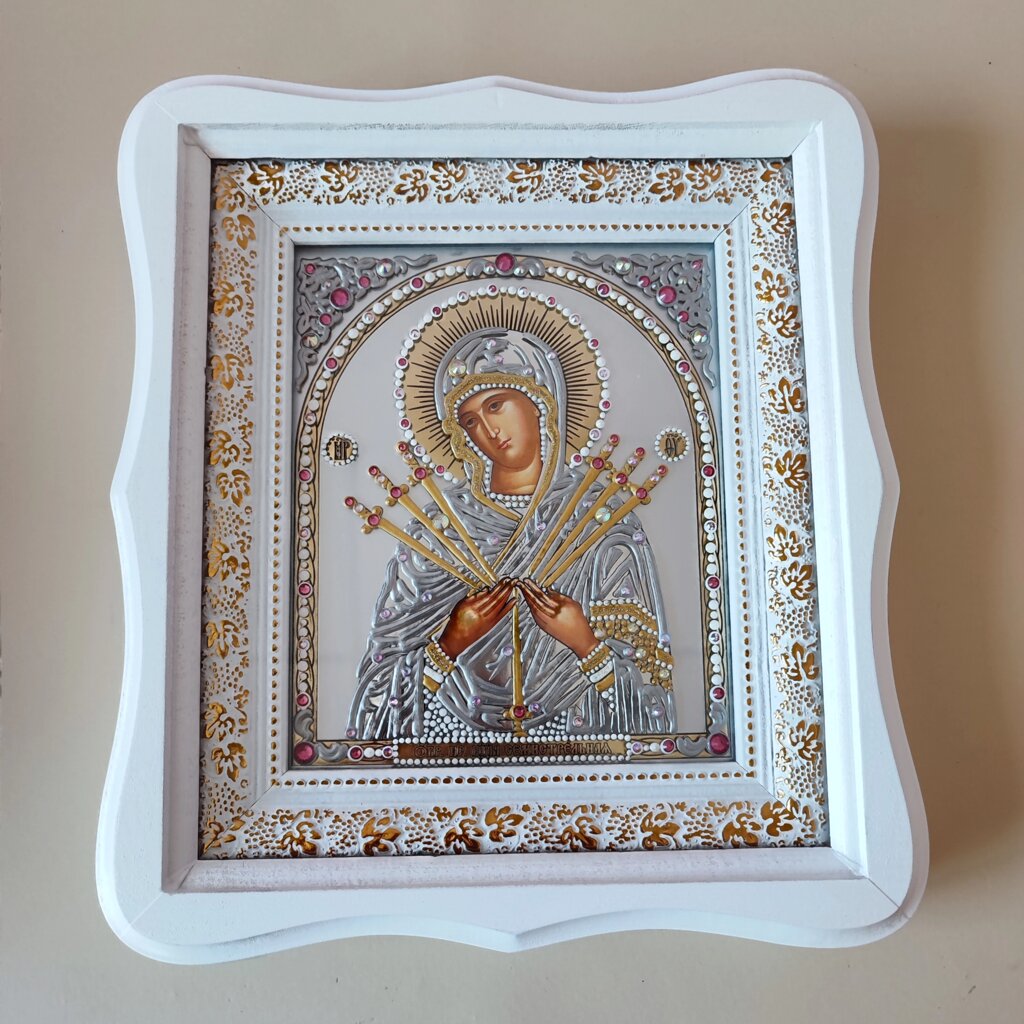 Семистрільна ікона Божої матері 26,4*23,3 см ручної роботи від компанії Церковна крамниця "Покрова" - церковне начиння - фото 1