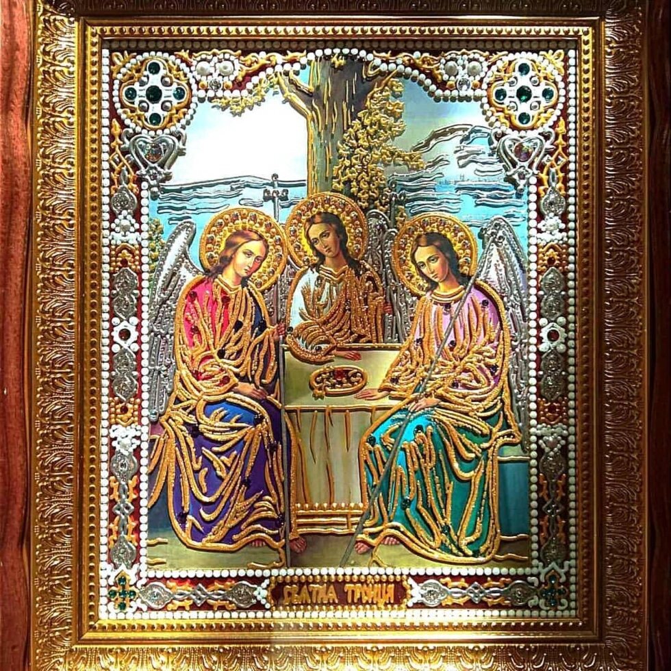 Старовинна ікона "Трійця старозавітна" на дарунок або для дому від компанії Церковна крамниця "Покрова" - церковне начиння - фото 1