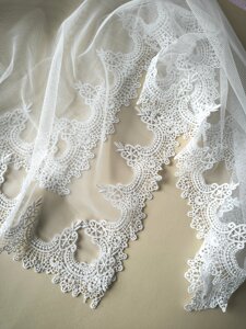 Весільна хустка 'Благословення'тканина фатин + мереживо (айворі)