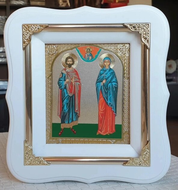 Святі Адріан та Наталія ікона 19х17см від компанії Церковна крамниця "Покрова" - церковне начиння - фото 1
