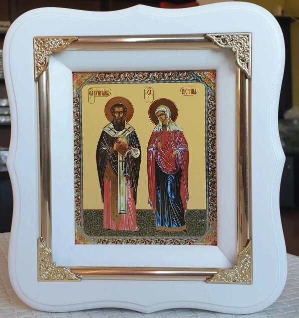 Святі Кіпріан та Юстина ікона 19х17см від компанії Церковна крамниця "Покрова" - церковне начиння - фото 1