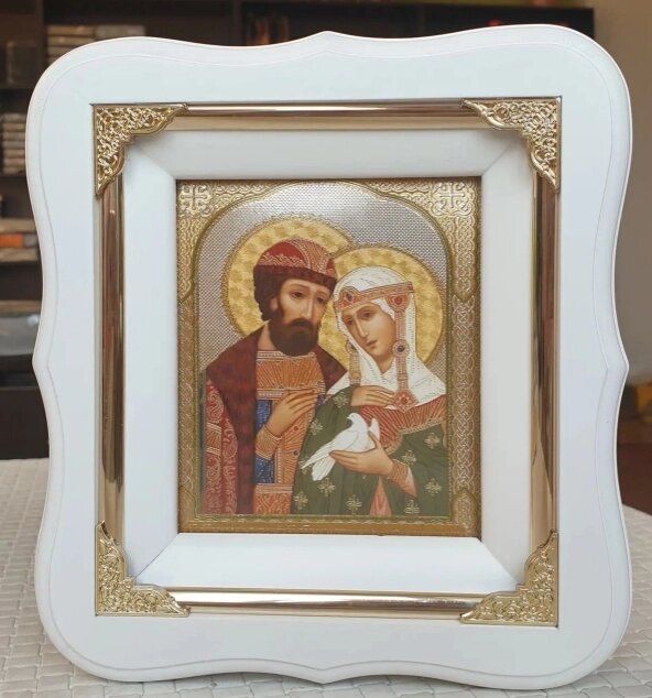 Святі Петро та Февронія ікона 19х17см від компанії Церковна крамниця "Покрова" - церковне начиння - фото 1