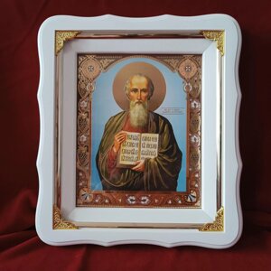Святий Іоанн Богослов ікона у білому кіоті 24х21см