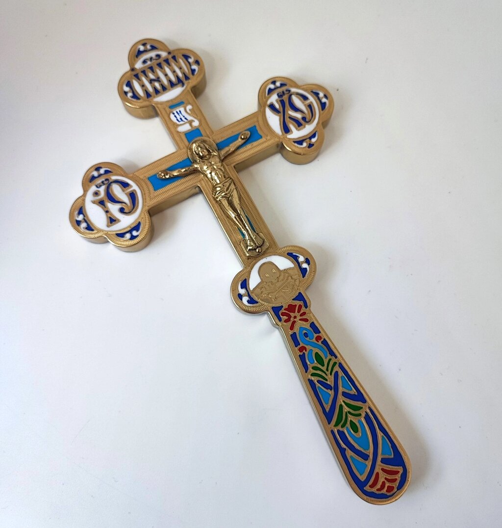 Требний хрест малий з емаллю для священника від компанії Церковна крамниця "Покрова" - церковне начиння - фото 1