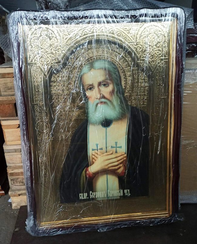 Велика ікона Святого Серафима для церкви у фігурному кіоті 120 * 80см від компанії Церковна крамниця "Покрова" - церковне начиння - фото 1