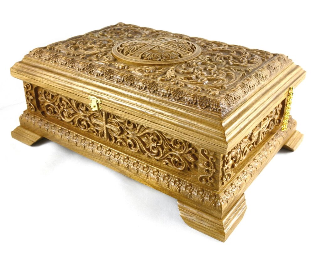 Великий різьблений ковчег для святих мощів 45х31х18см від компанії Церковна крамниця "Покрова" - церковне начиння - фото 1