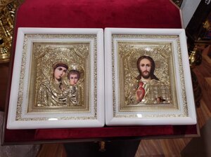 Венчальные иконы "Пара" Спаситель и Пр. Богородица 23х21см