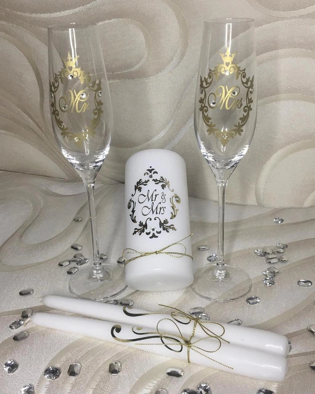 Весільні бокали і Свічки ( набір) від компанії Церковна крамниця "Покрова" - церковне начиння - фото 1