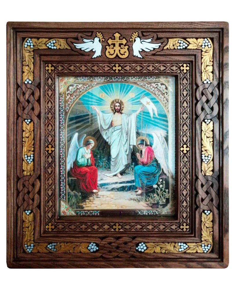 Відкрівній кіот з різьбленням під 13 ікон 43х53см від компанії Церковна крамниця "Покрова" - церковне начиння - фото 1