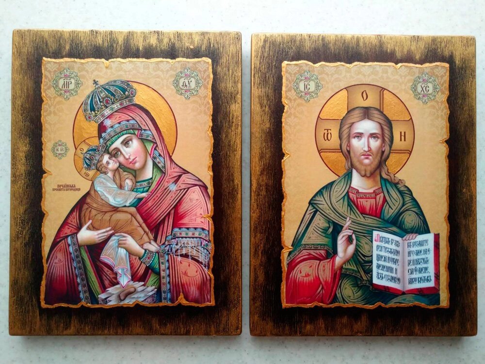 Вінчальна пара ікон розмір 18х14см від компанії Церковна крамниця "Покрова" - церковне начиння - фото 1