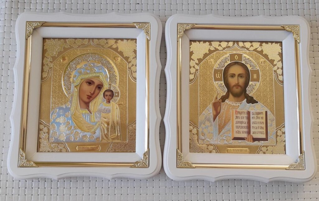 Вінчальна пара ікон в церковному магазині 21 * 24cm від компанії Церковна крамниця "Покрова" - церковне начиння - фото 1