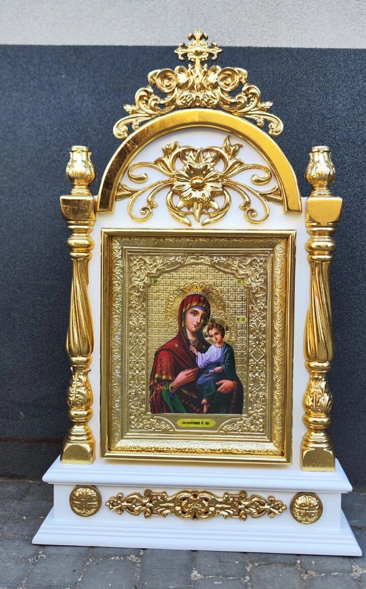 Виносний церковна ікона двостороння (різьба, позолота) від компанії Крамниця "Покрова" - церковне начиння - фото 1