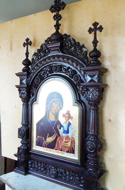 Виносний кіот під ікону, ексклюзивна ручна різьба дерева від компанії Церковна крамниця "Покрова" - церковне начиння - фото 1