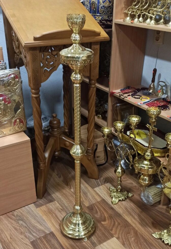 Виносний підсвічник-лампадка з латуні 118см від компанії Церковна крамниця "Покрова" - церковне начиння - фото 1