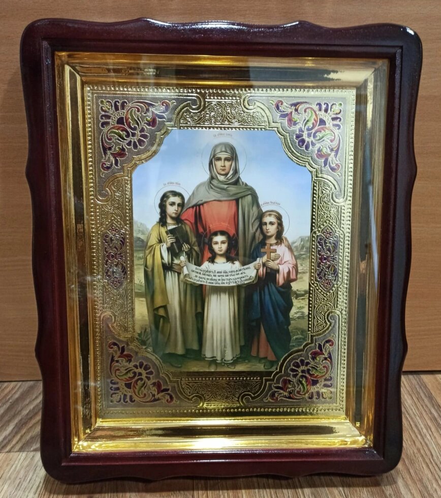Віра, Надія, Любов та їх мати Софія, ікона 40х35см з емаллю від компанії Церковна крамниця "Покрова" - церковне начиння - фото 1
