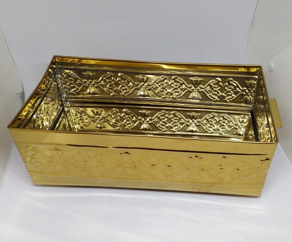 Ящик для огарків без перегородки 30х15 см (булат з карбуванням) від компанії Церковна крамниця "Покрова" - церковне начиння - фото 1